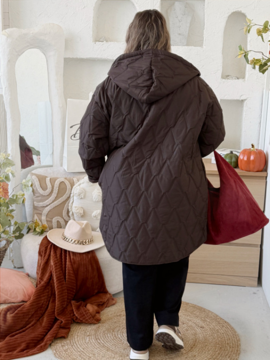 Prošívaná přechodová bunda HOPE do 4XL - čokoláda