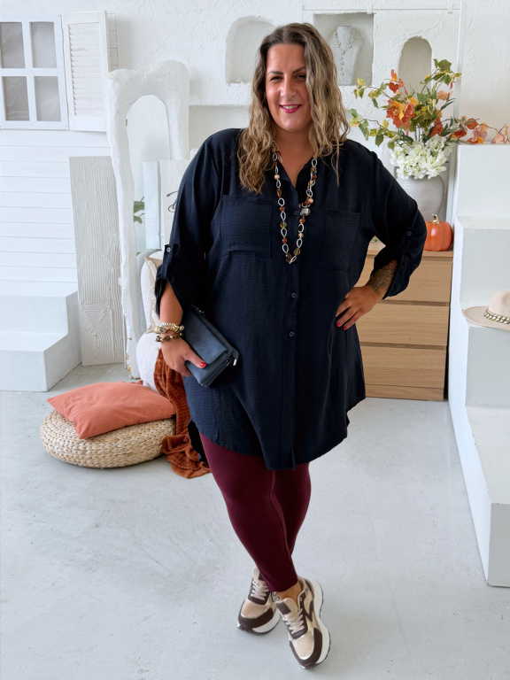 Lehounká oversize košile do 3XL velikosti nemačkavá - tmavě modré
