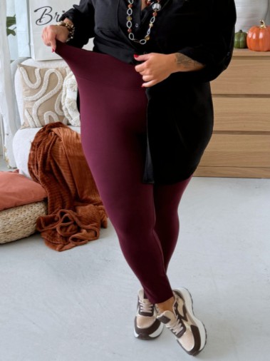 Bambusové legíny až na 5XL - bordo
