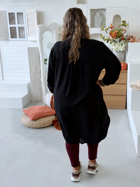 Lehounká oversize košile do 3XL velikosti nemačkavá - černá