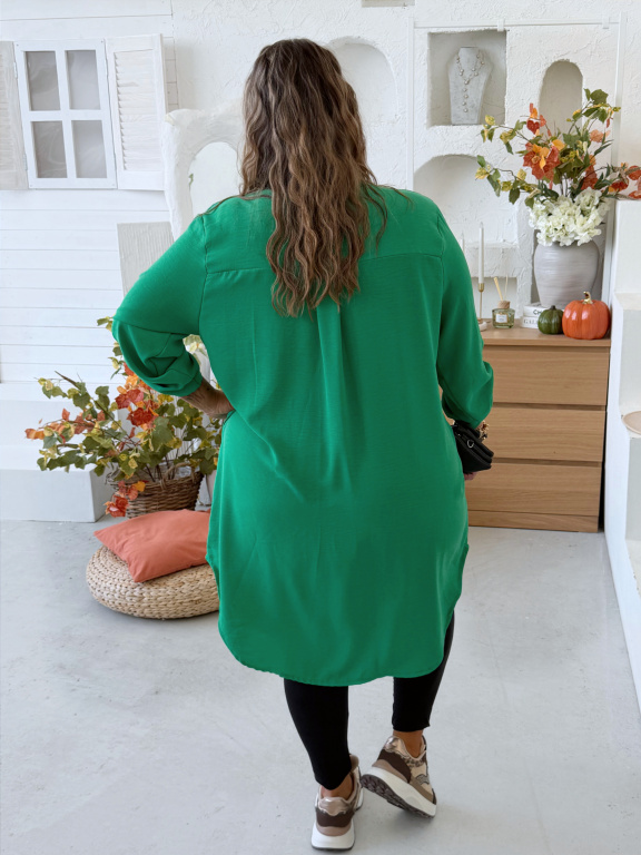 Lehounká oversize košile do 3XL velikosti nemačkavá - zelená