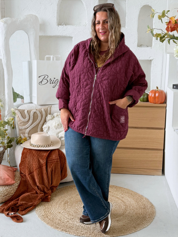 Podzimní prošívaná bunda Jolly do 4XL - vínová