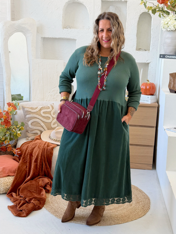 Bavlněné šaty Julia do 4XL - smaragdové