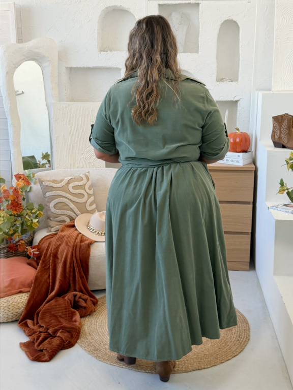 Zavinovací áčkové šaty Manšestr Susan do 3XL - khaki