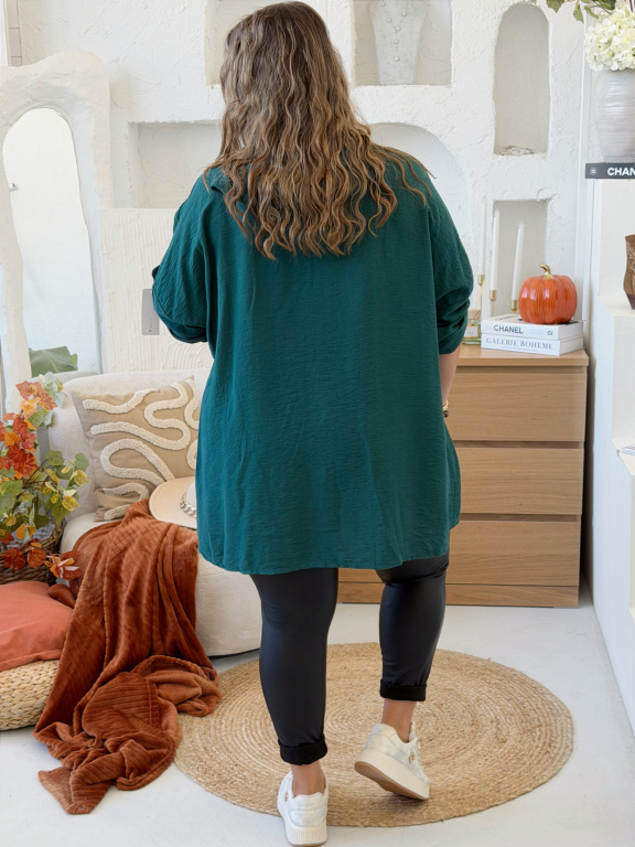 Košile Lady s kapucou do 4XL - smaragdová