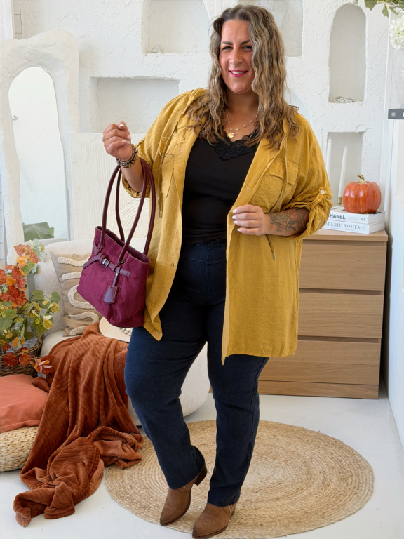 Košile Lady s kapucou do 4XL - žlutá
