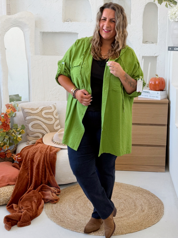 Košile Lady s kapucou do 4XL - zelená