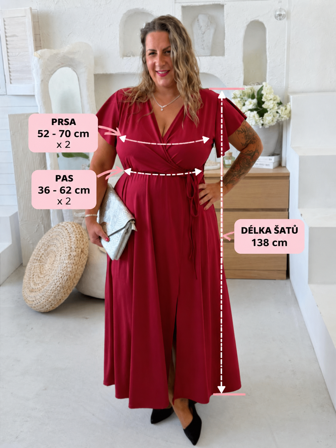 Plesové společenské šaty Vilma do 4XL - vínové