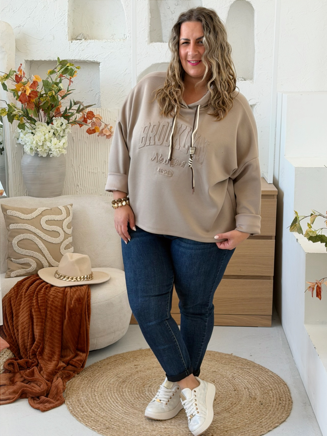 Mikina Brooklyn máselko do 3XL - fango