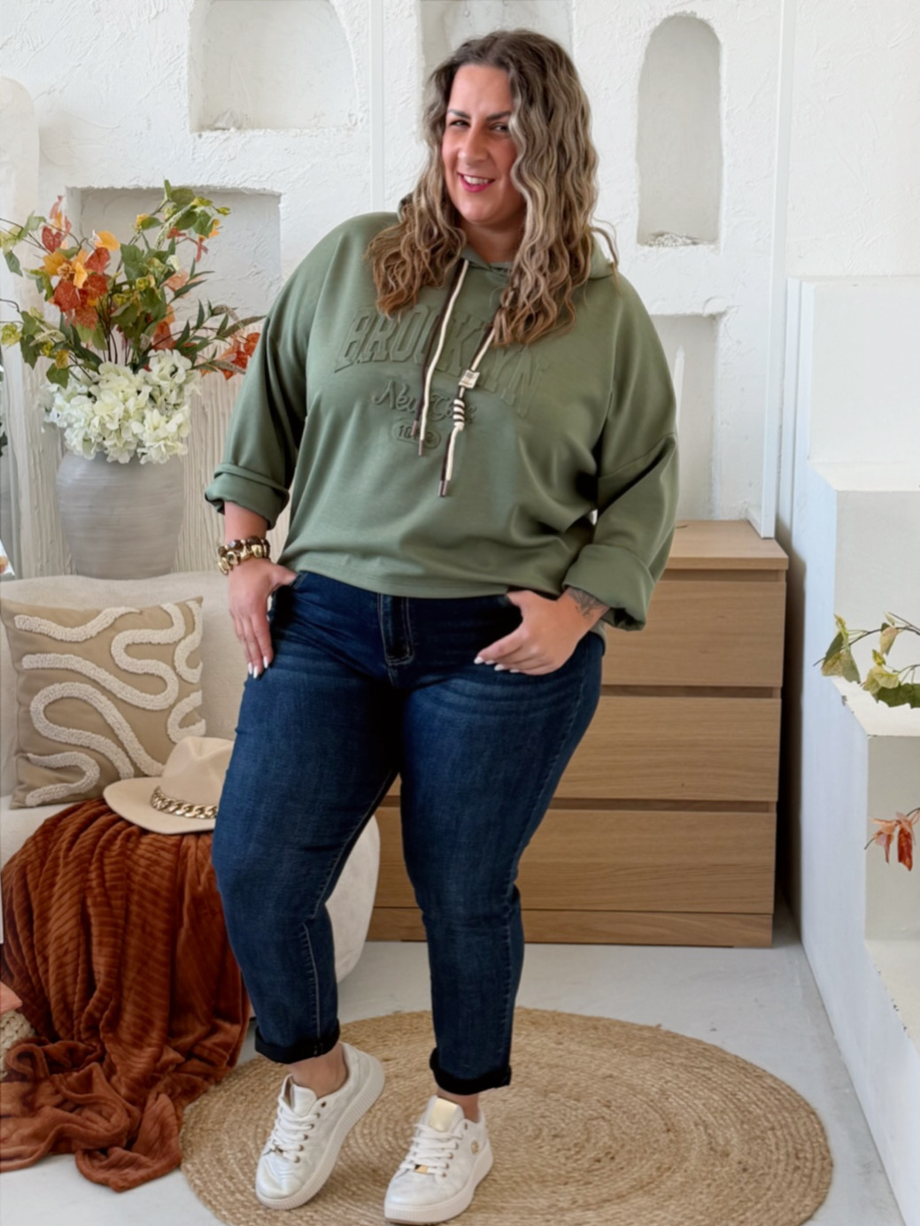 Mikina Brooklyn máselko do 3XL - khaki