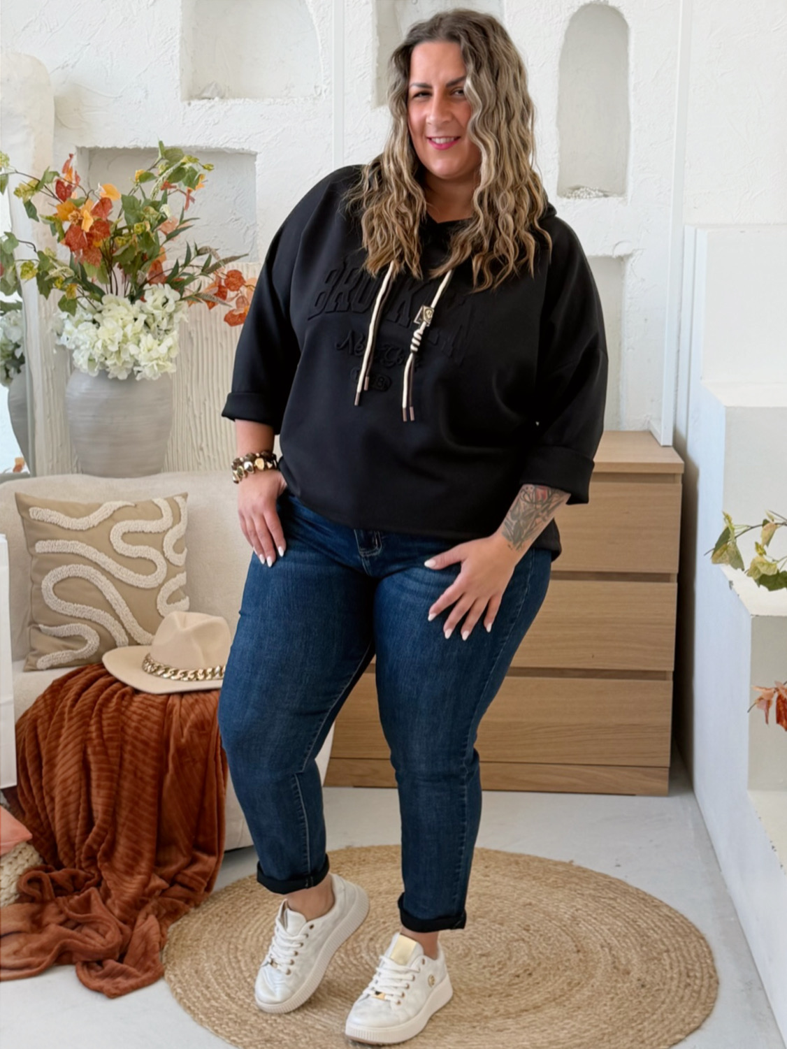 Mikina Brooklyn máselko do 3XL - černá