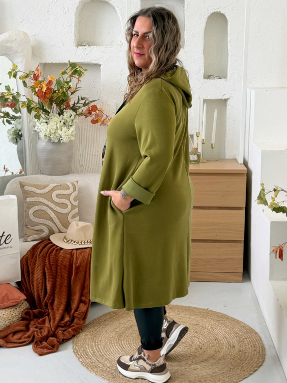 Máslové áčkové šaty Gabi do 4XL - olivová