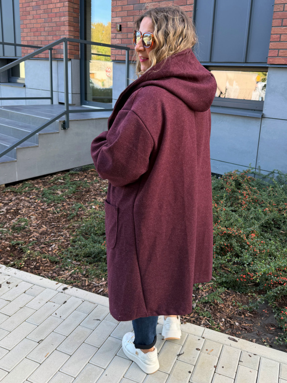 Oversize kabát Margot do 5XL - bordo