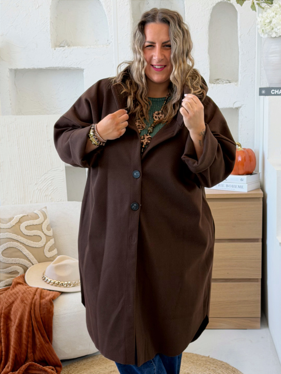 Oversize kabát Elia do 5XL - čokoláda