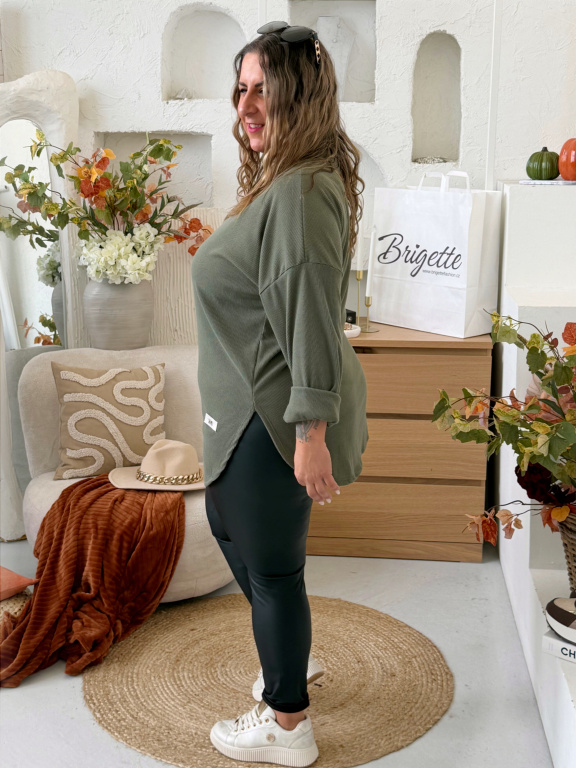 Hřejivé měkoučké tričko Dita do 3XL - khaki