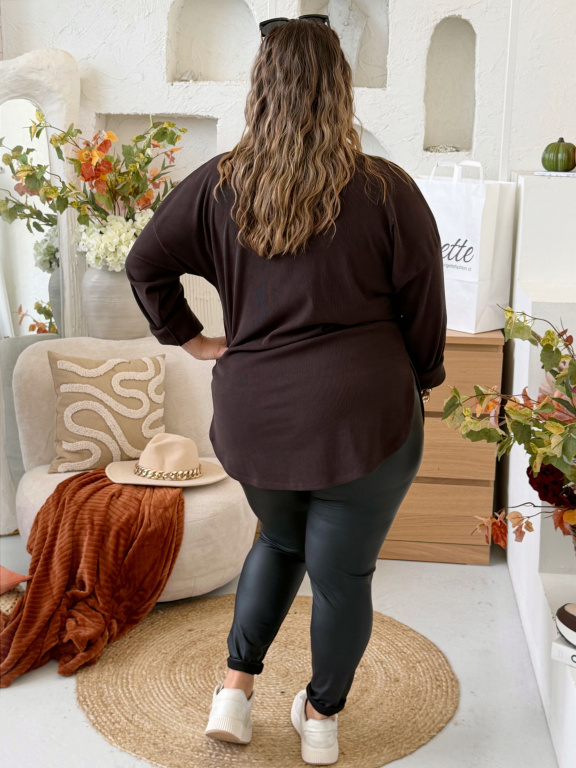 Hřejivé měkoučké tričko Dita do 3XL - čokoláda