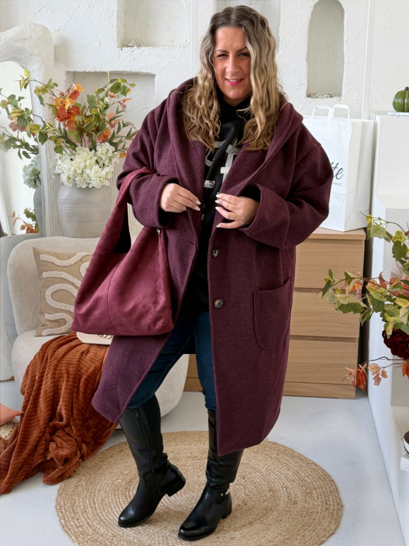Oversize kabát Margot do 5XL - bordo
