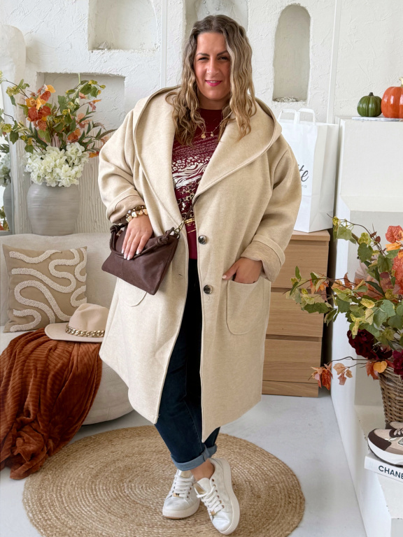 Oversize kabát Margot do 5XL - krémový