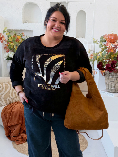 Mikina vzhledu manšestru - měkoučká - Goldie do 3XL - černá