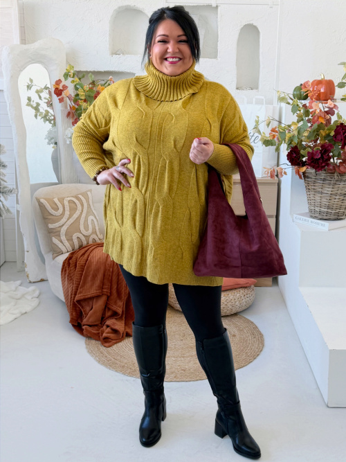 Oversize rolák Sofie do 4XL - hořčice