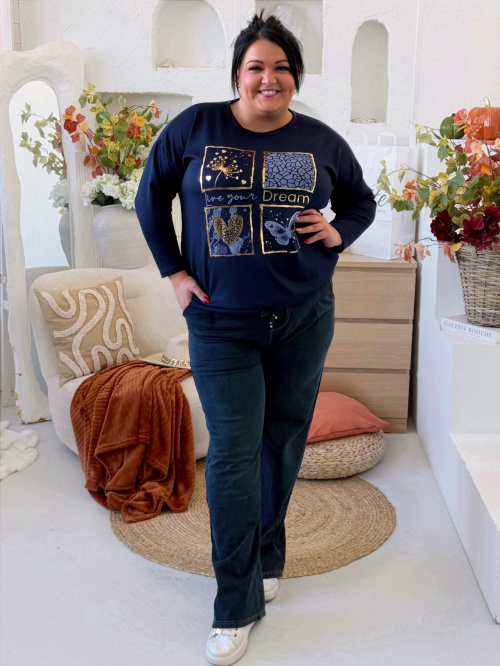 Máslová mikina Dream do 3XL - tmavě modrá