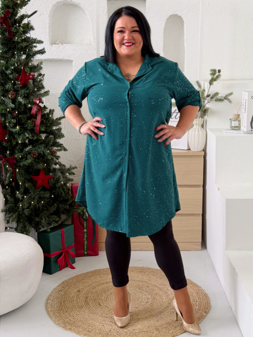 Košile PARTY QUEEN do 4XL - smaragdová