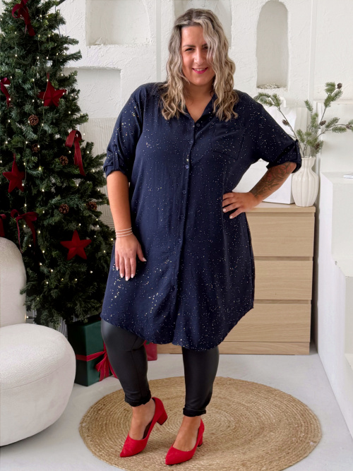 Košile PARTY QUEEN do 4XL - tmavě modrá