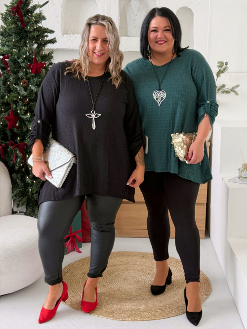 Mačkaná halenka Comfy do 4XL - černá
