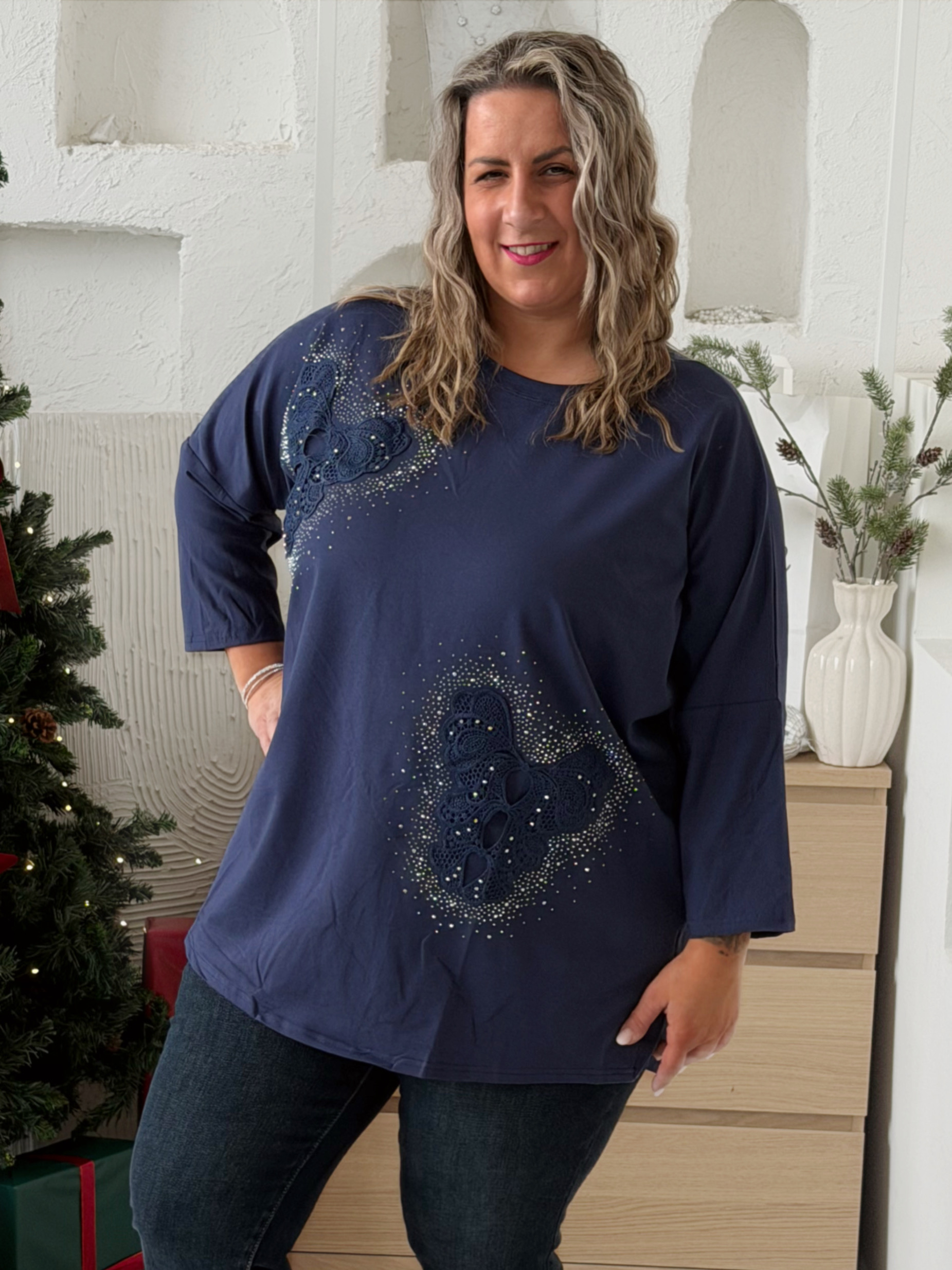 Oversize tričko Motýlci Ellie do 4XL - modré