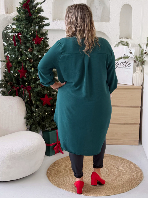 Lehounká oversize košile do 3XL velikosti nemačkavá - smaragdové