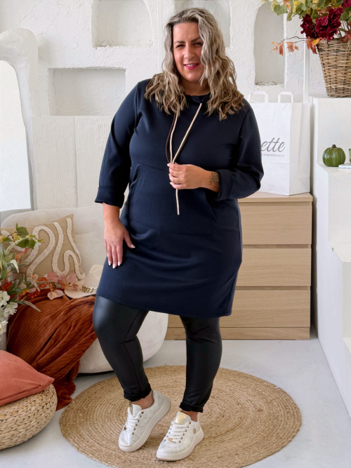 Máselkové tunikové šaty Doris do 3XL - tmavě modré