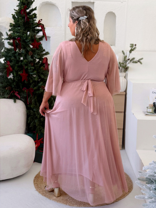 Plesové společenské šaty Isabell do 4XL - pudrové