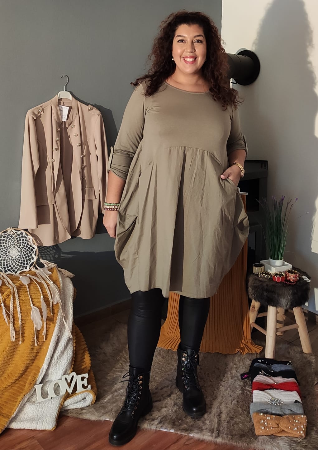Tunikové šaty Timotha - khaki