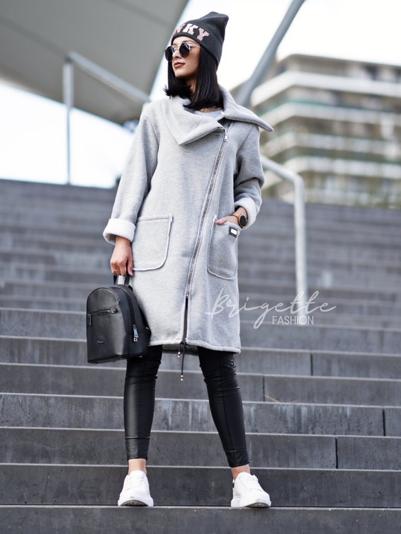 Vyteplená mikina Street Style šedá