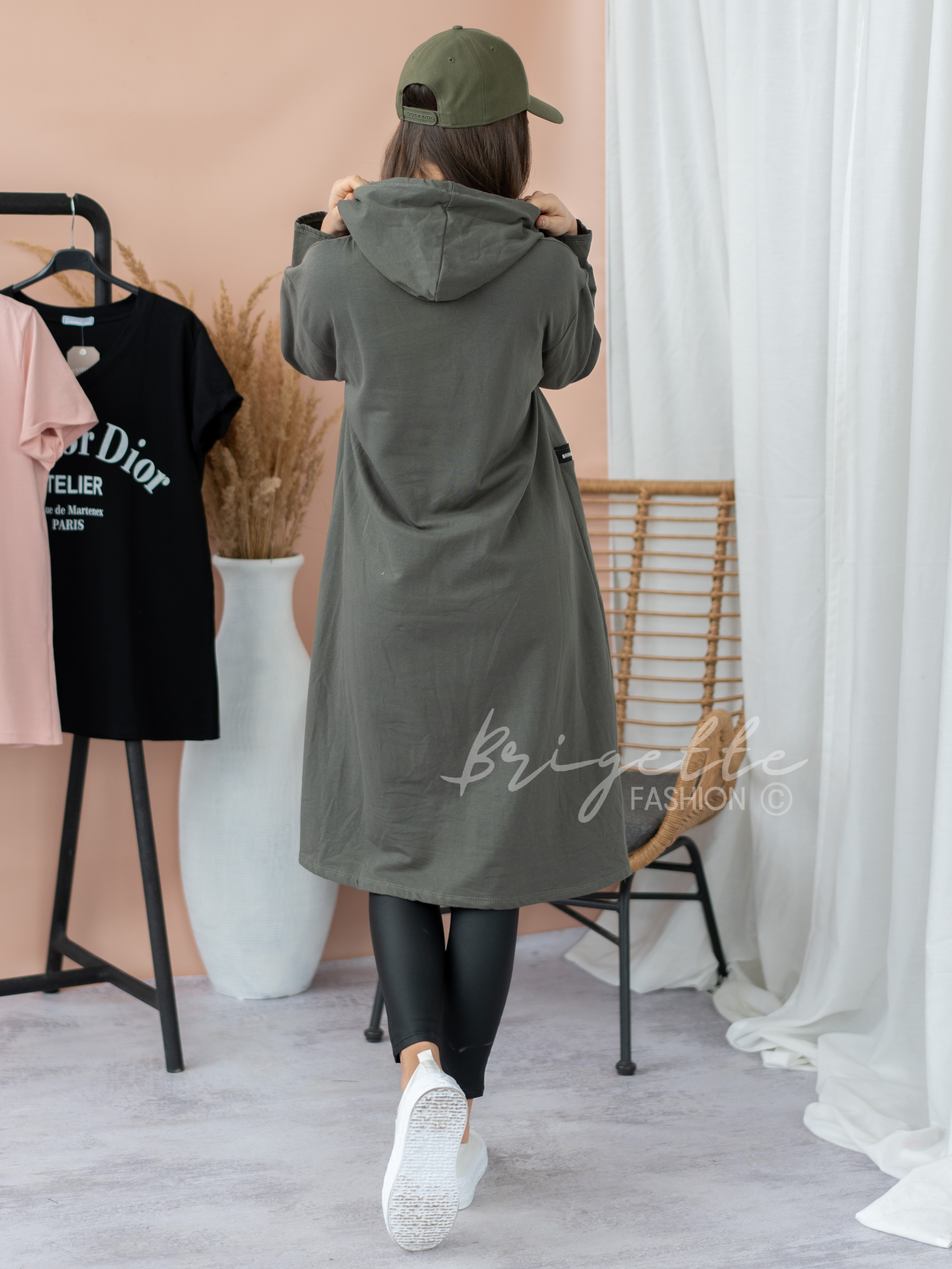 Oversize maxi mikina khaki