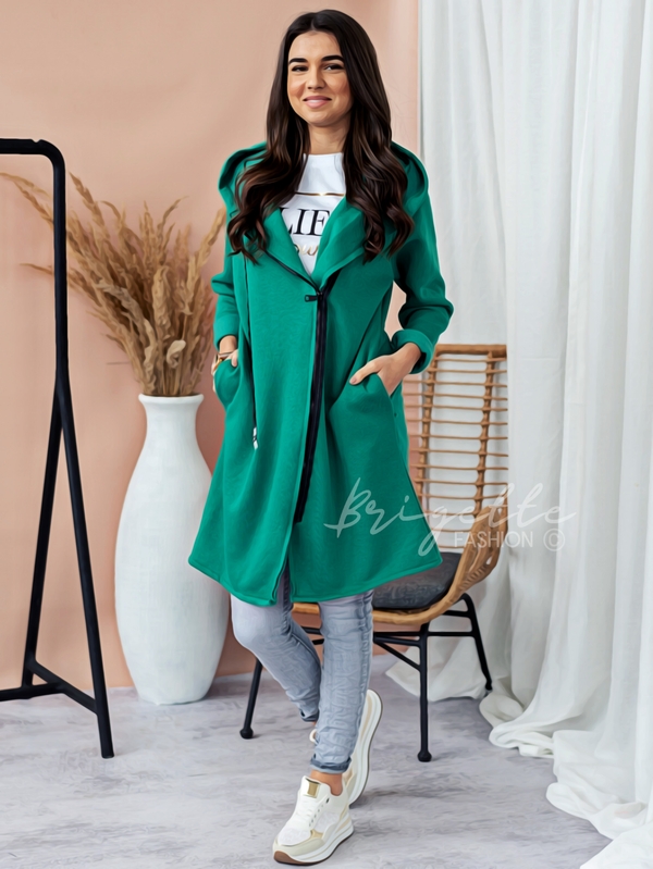 Oversize vyteplený cardigan zelený