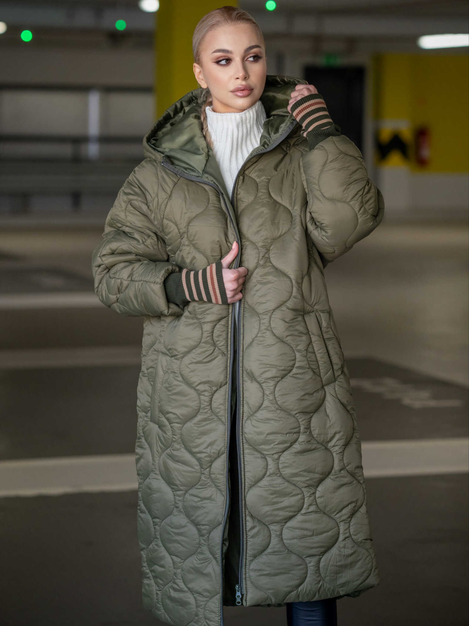 Prošívaná bunda Genime Stripes khaki