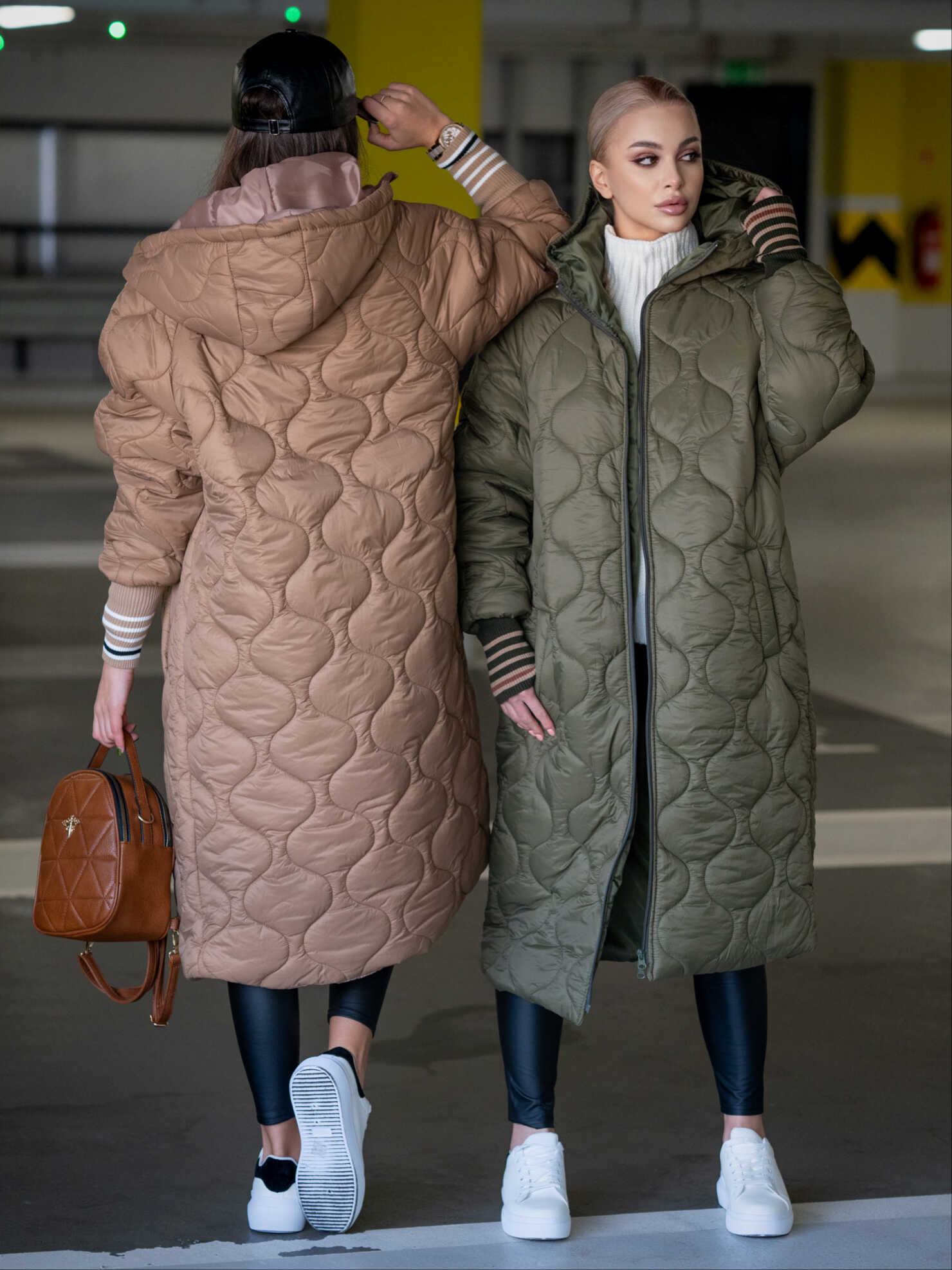 Prošívaná bunda Genime Stripes camel