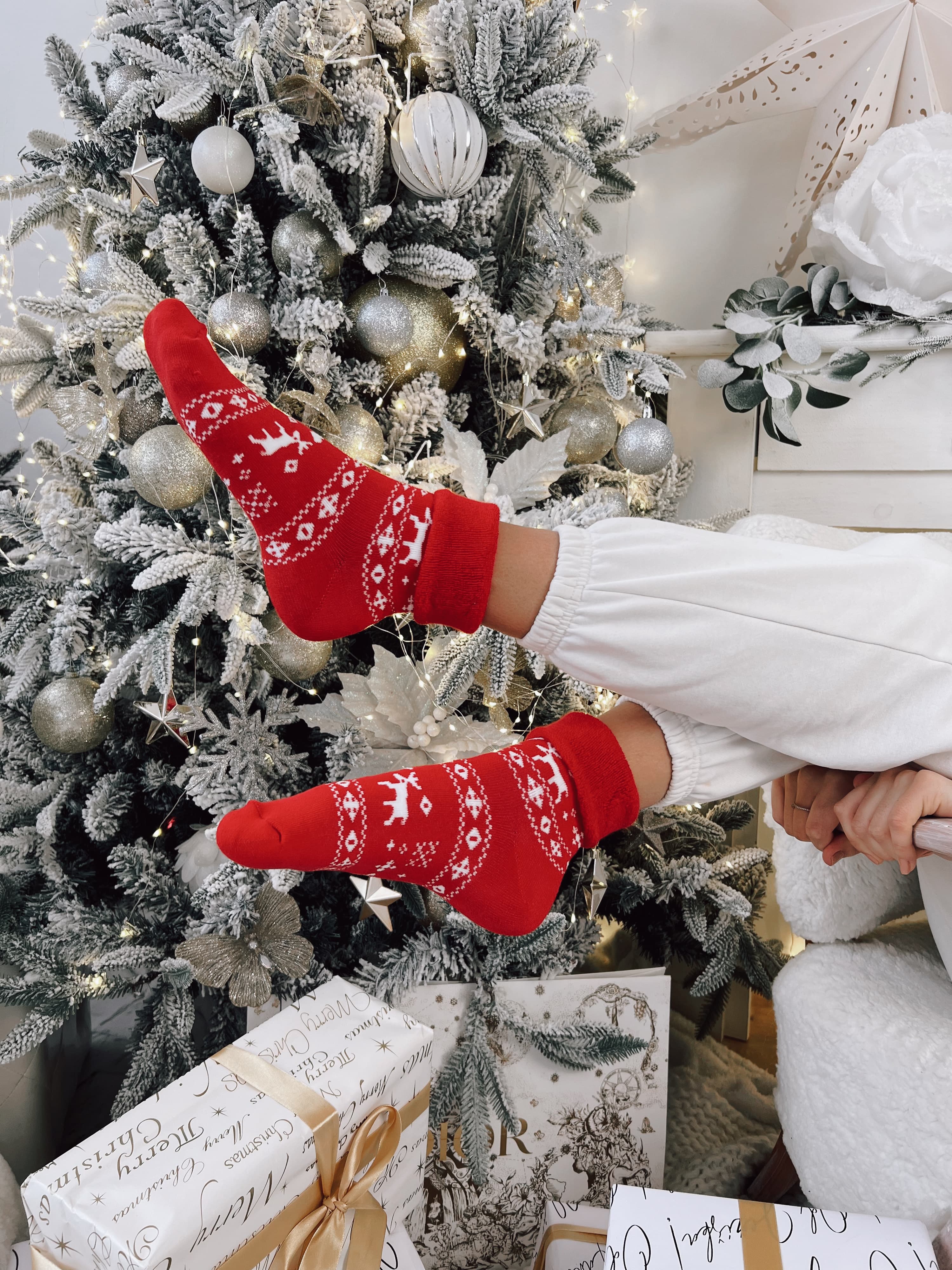 Ponožky s chlupem Winter červené