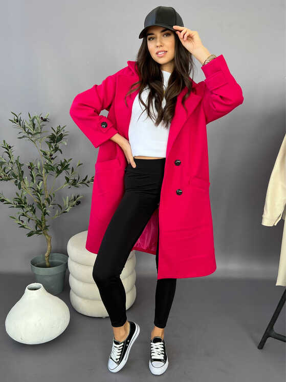 Oversize jarní kabát fuchsia