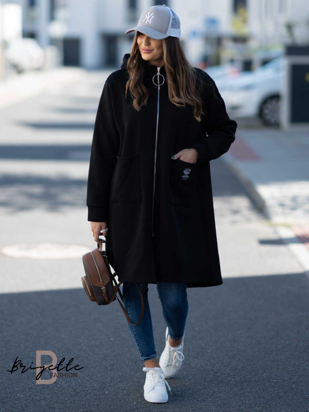 Oversize mikina na zip černá