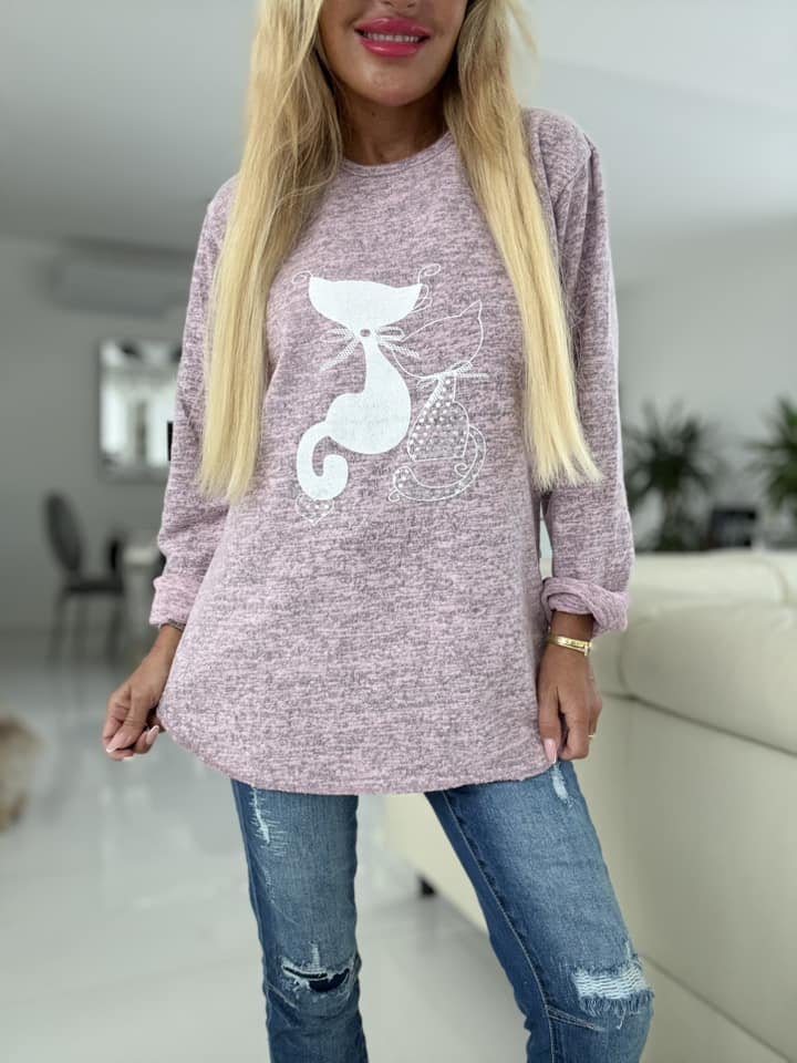 Úpletové tričko Cat růžové