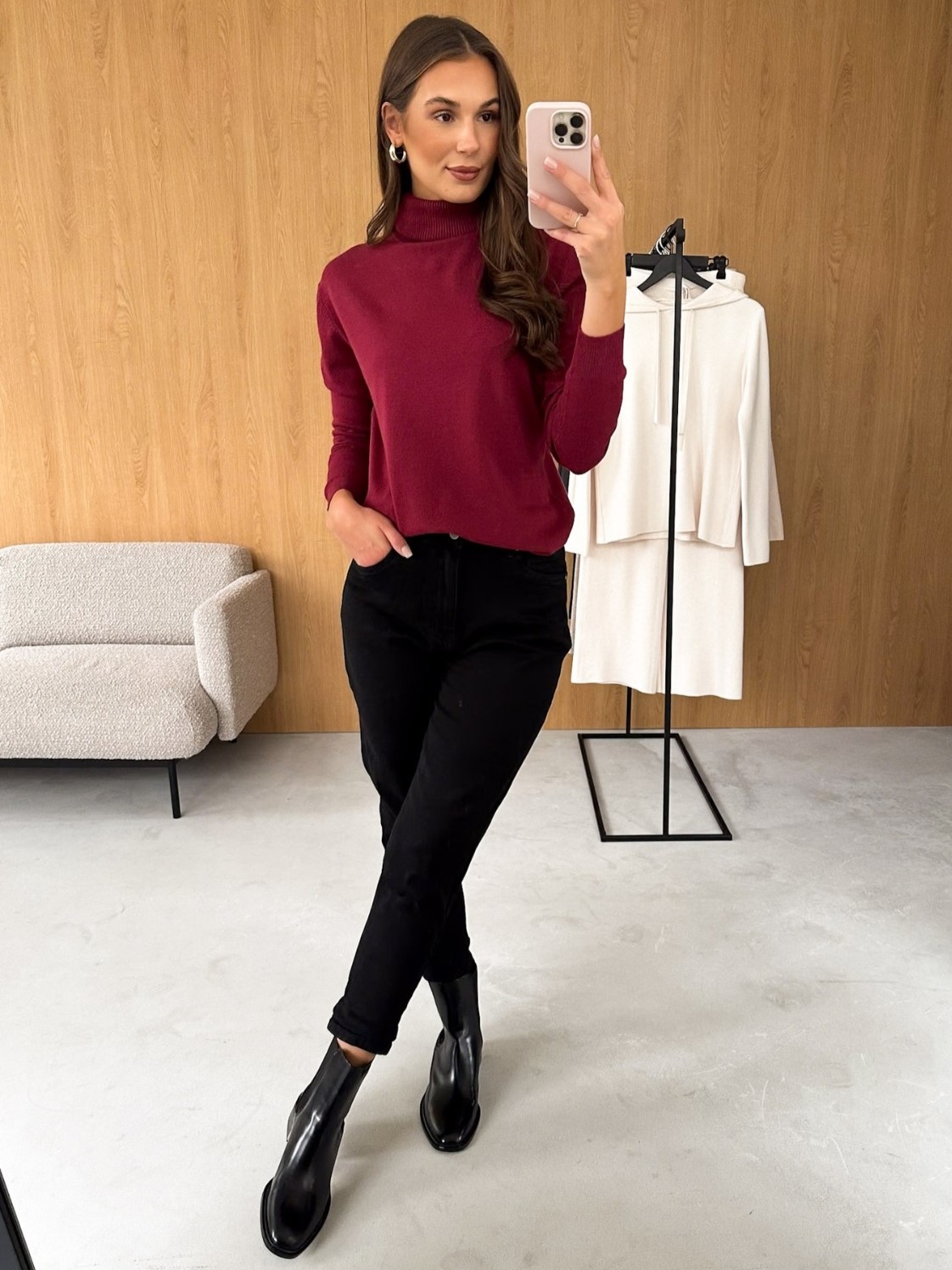 Oversize Basic rolák vínový