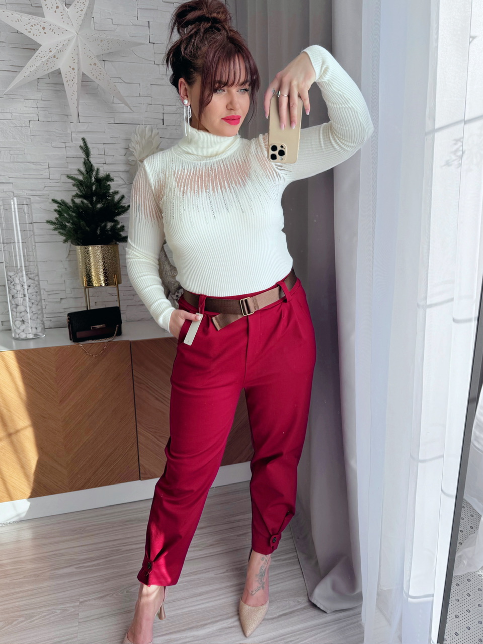Společenské kalhoty Lovie burgundy