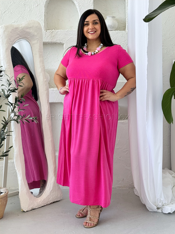Maxi šaty Basic Free fuchsiové