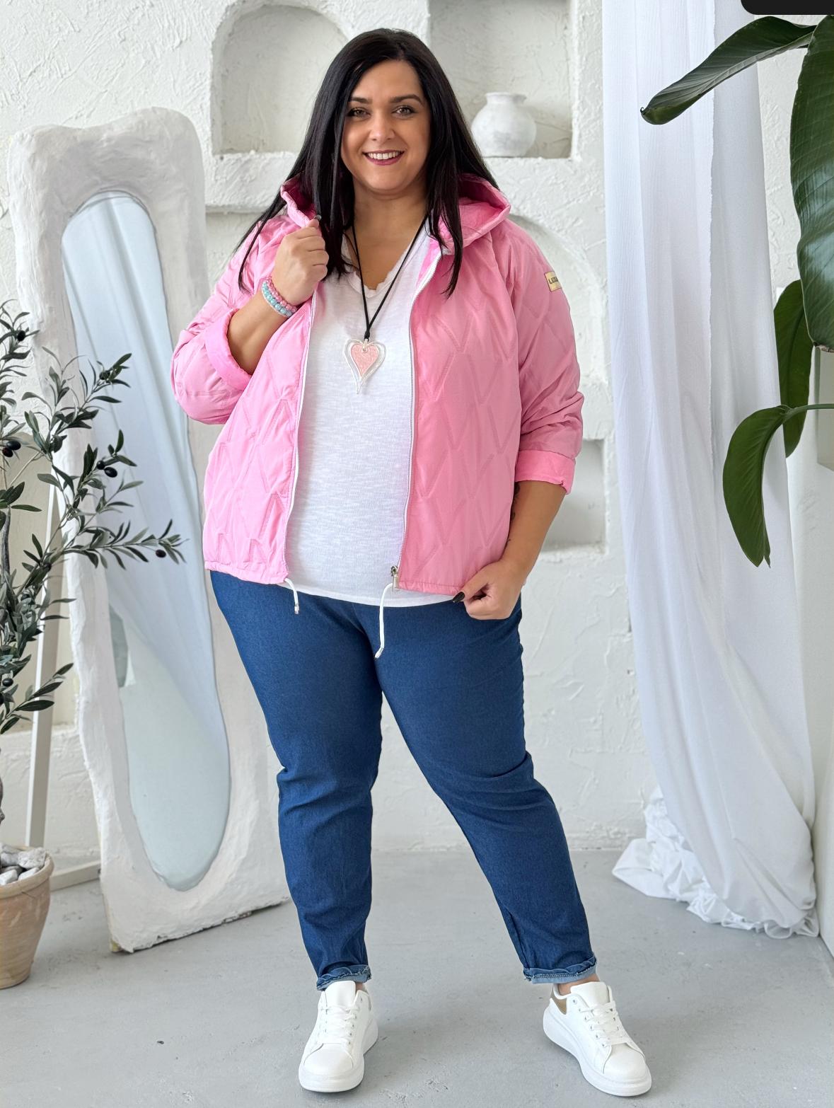 Přechodová bunda plus size růžová