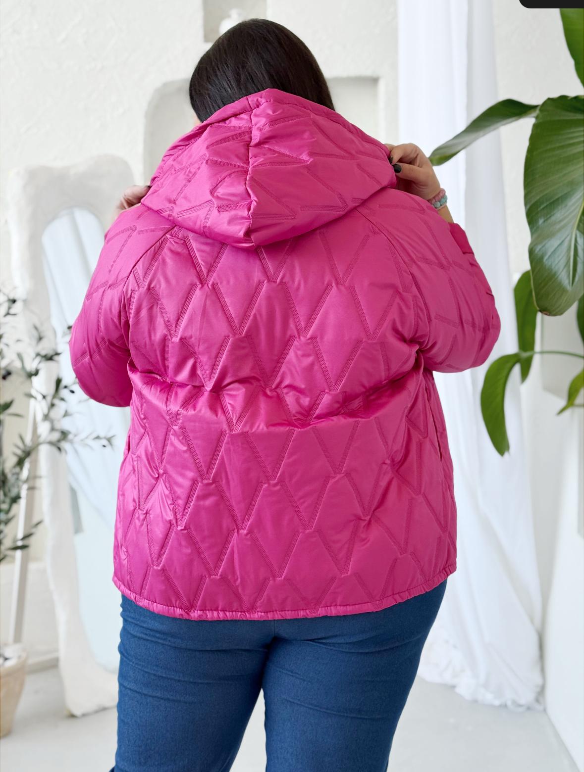 Přechodová bunda plus size fuchsiová