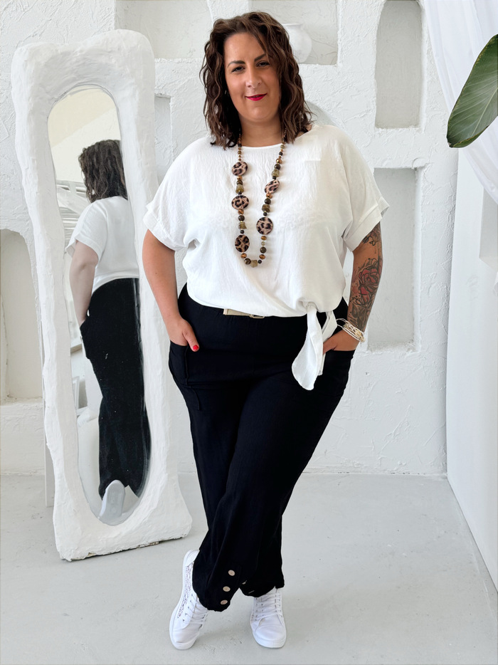 Halenka Julia se zavazováním do 3XL - bílá