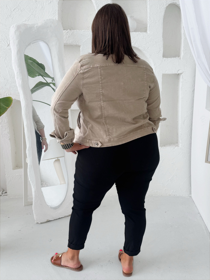 Džínová bunda elastická béžová do 4XL