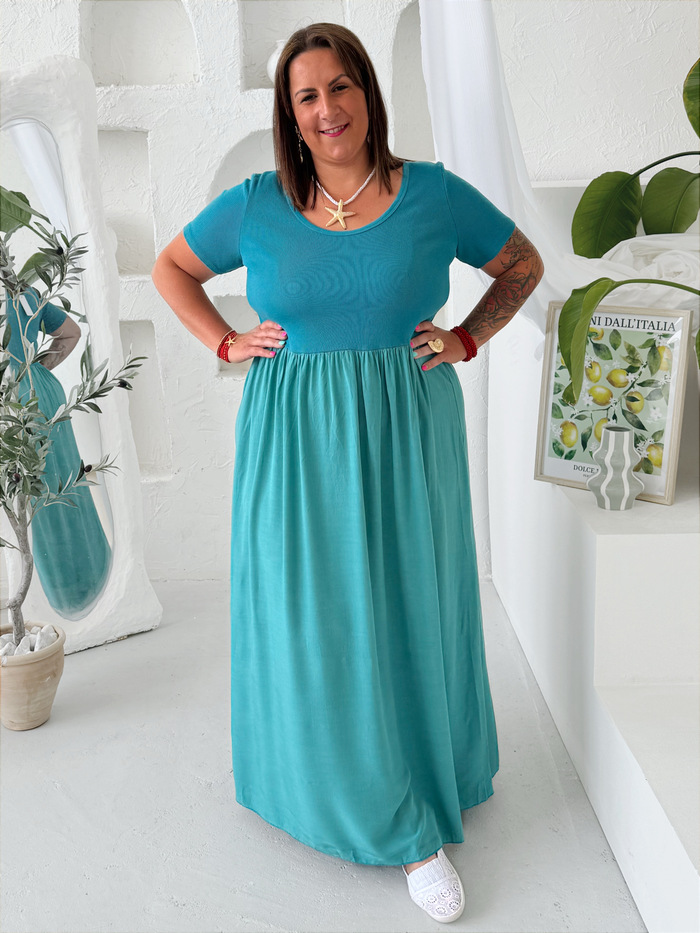 Maxi šaty Free do 4XL tyrkysové